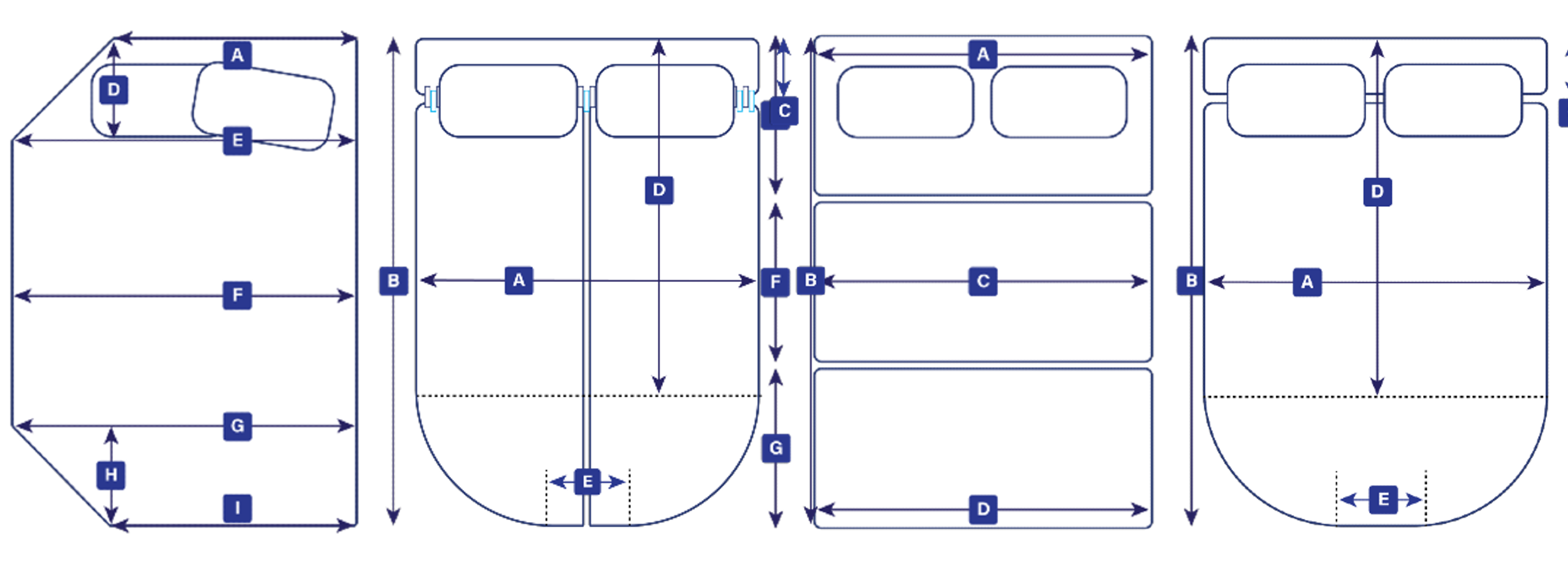 A collection of computer aided design mock ups of made to measure mattresses which are sent out to customers to approve before we begin to manufacturer.