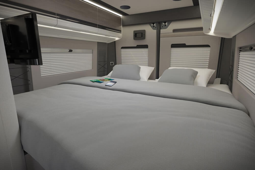 Carrera 194 rear bed featuring a custom-made MyBespoke Mattress for a perfect fit and ultimate comfort.