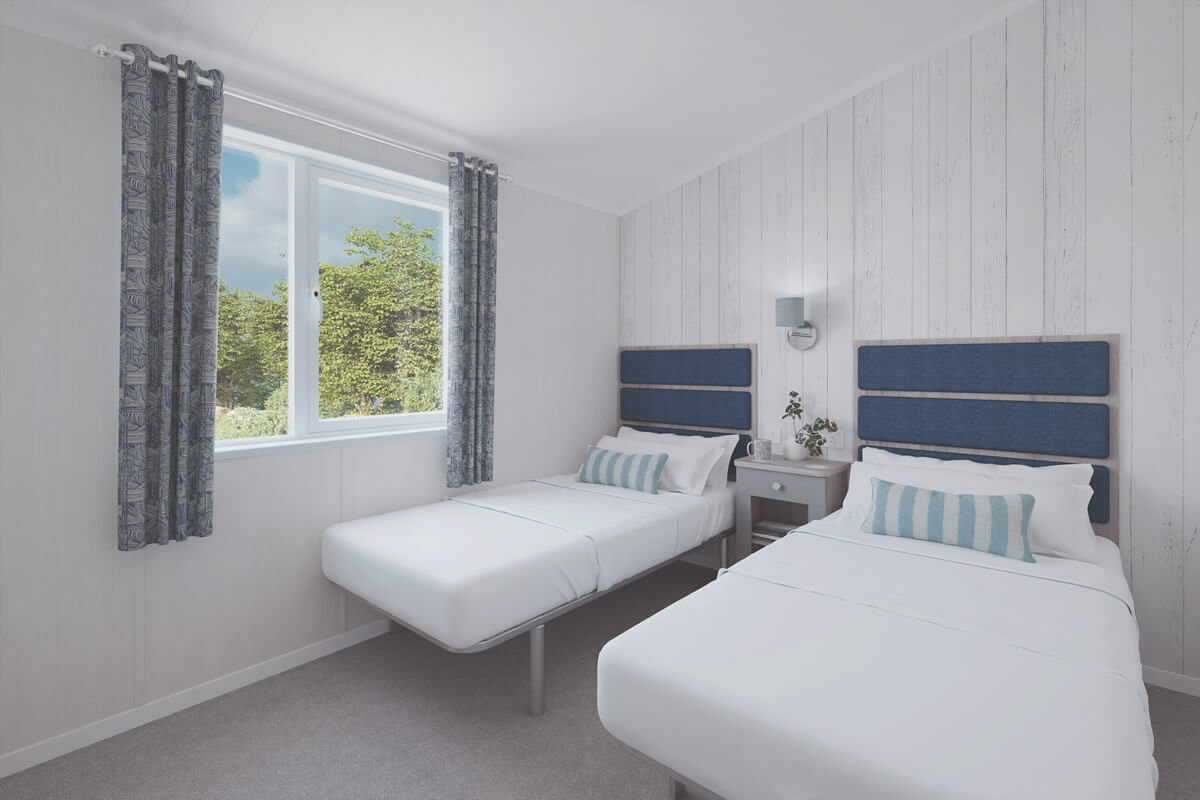 Edmonton Coastal twin beds equipped with custom-fitted MyBespoke Mattresses, designed for superior comfort and a perfect fit.