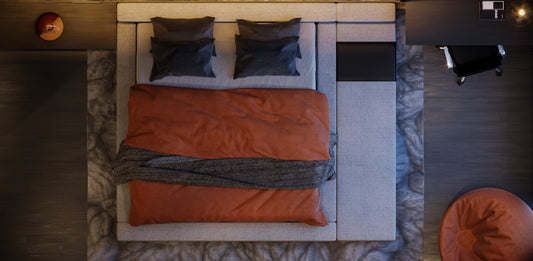 a bed with a blanket