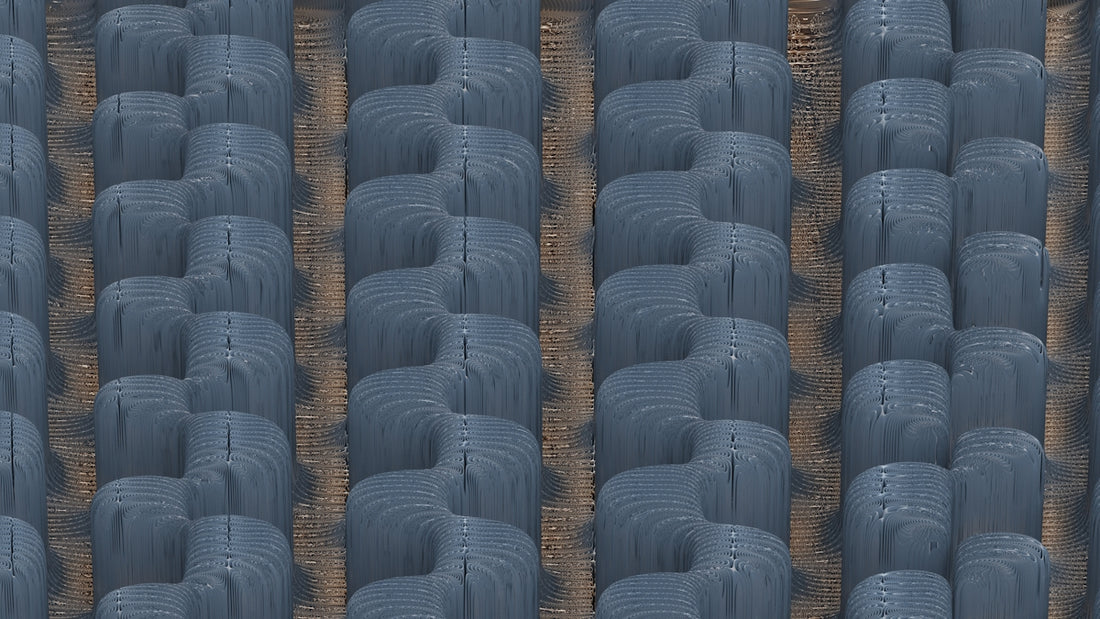 a group of blue vases sitting next to each other