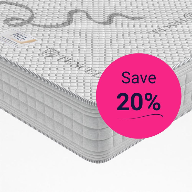 Bespoke Mattress 20% Off Promo Banner showing a mattress corner and 20% off sticker