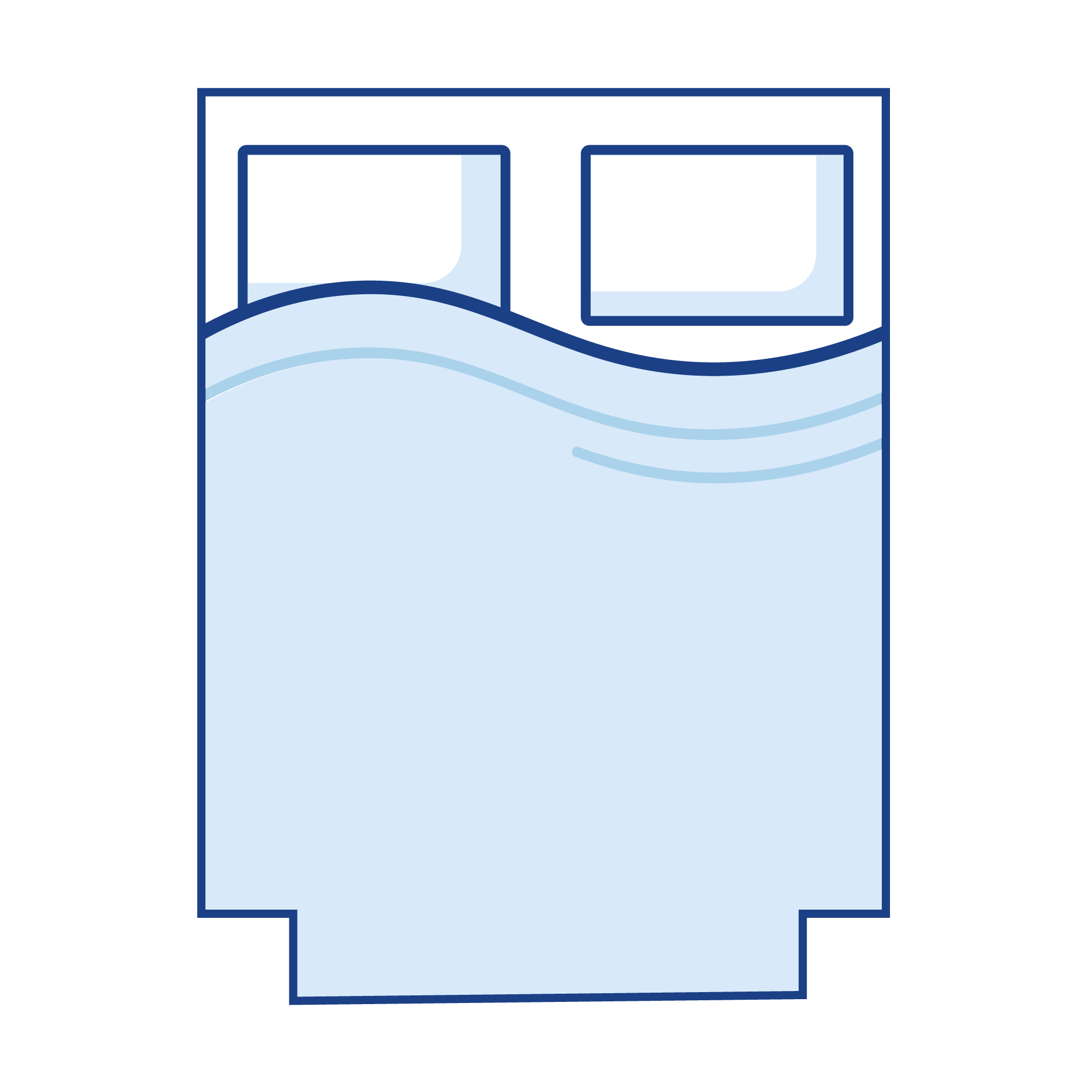 Drawing of a Double-Notched Foot-End Caravan Mattress. Ref: Shape 8