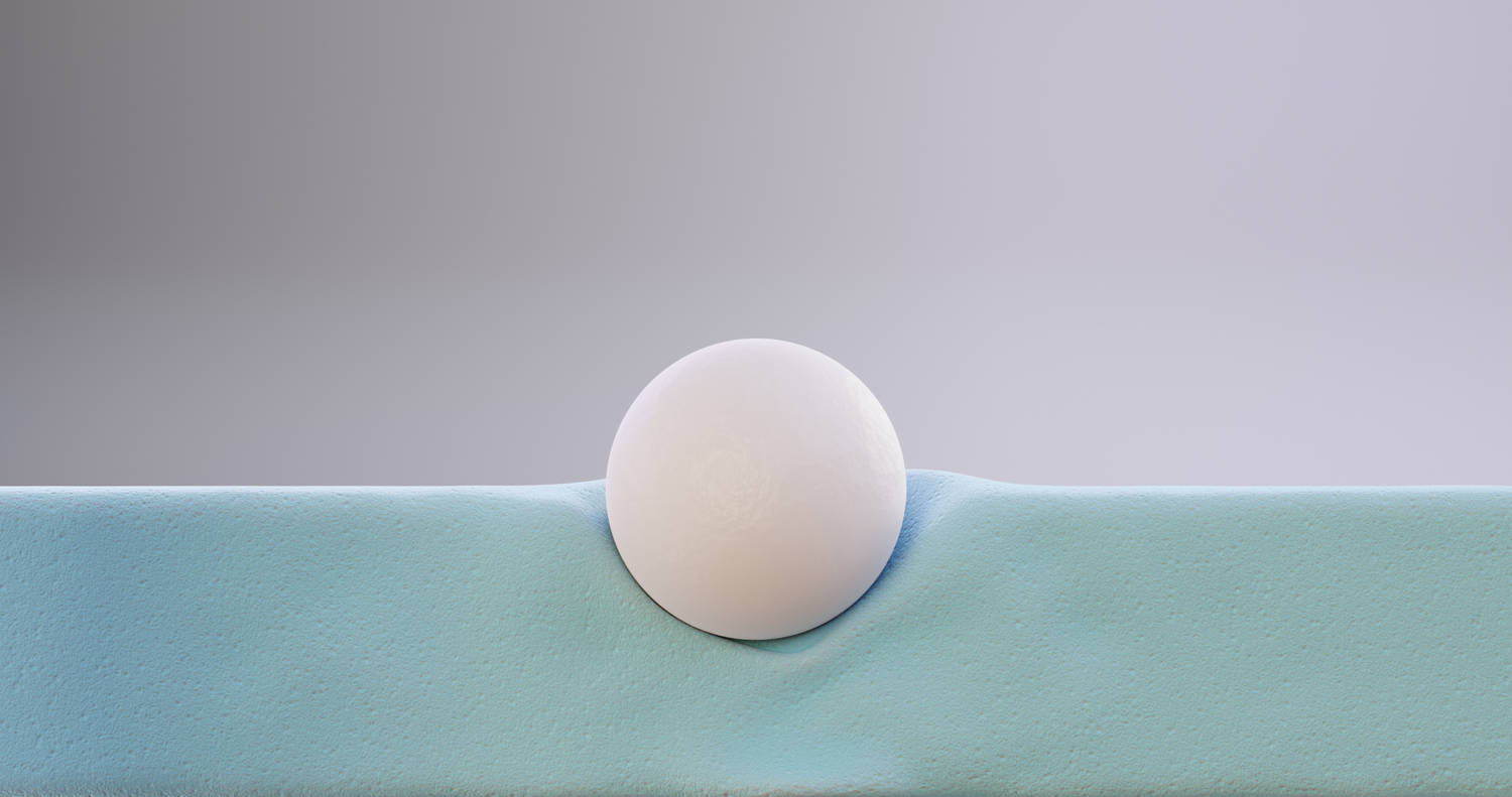 Thumbnail image of memory foam withstanding pressure from heavy ball, demonstrating its resilience and ability to recover its shape.