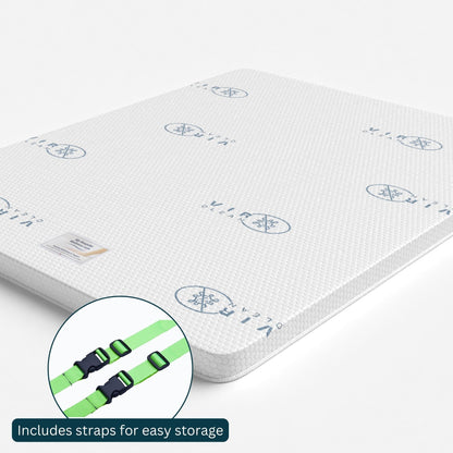 Antibacterial, hypoallergenic Viroclean® fabric on a mattress topper.