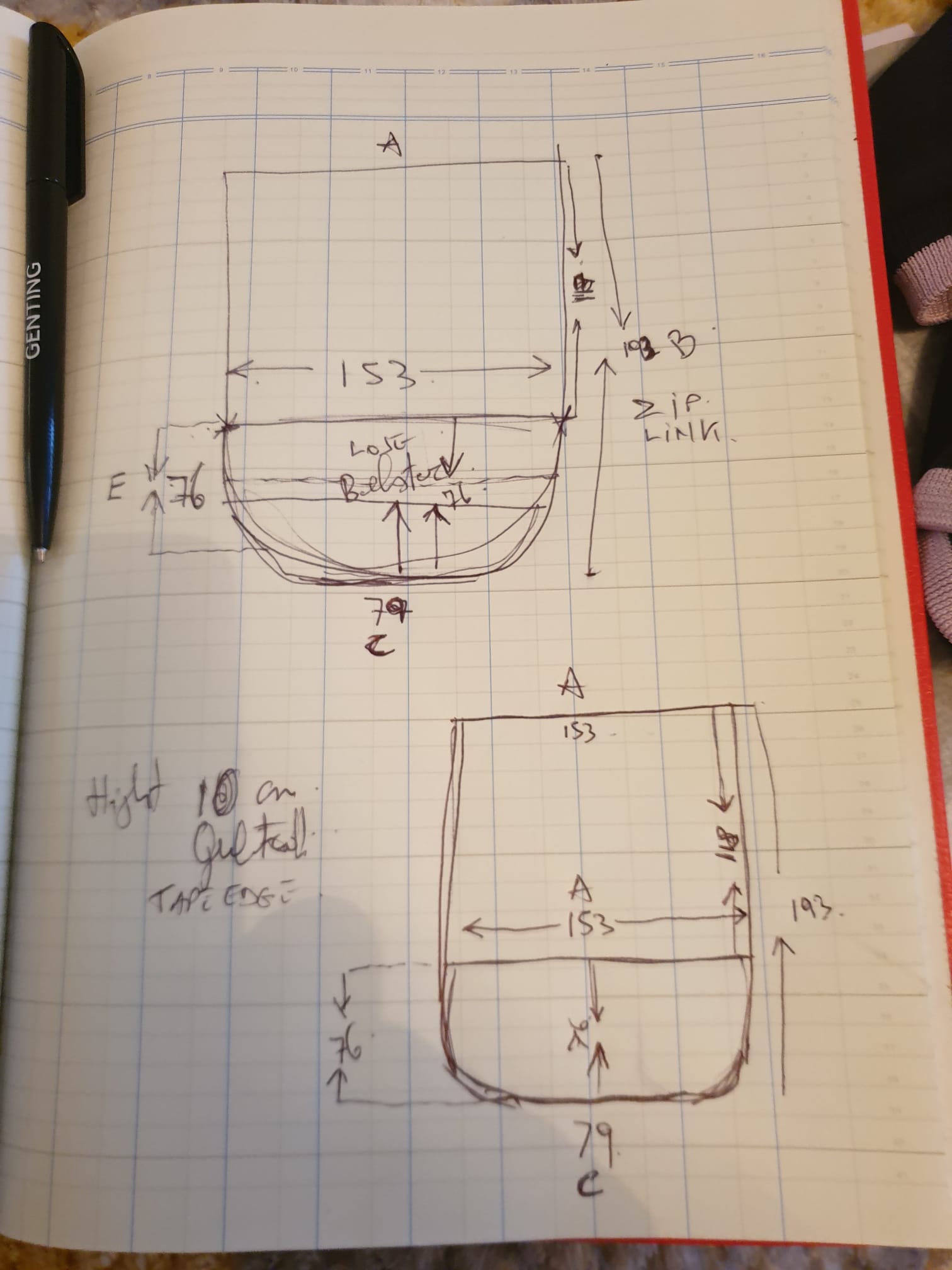 Customers Drawing \ Sketch off Measurments for an Island Shaped Motorhome Mattress