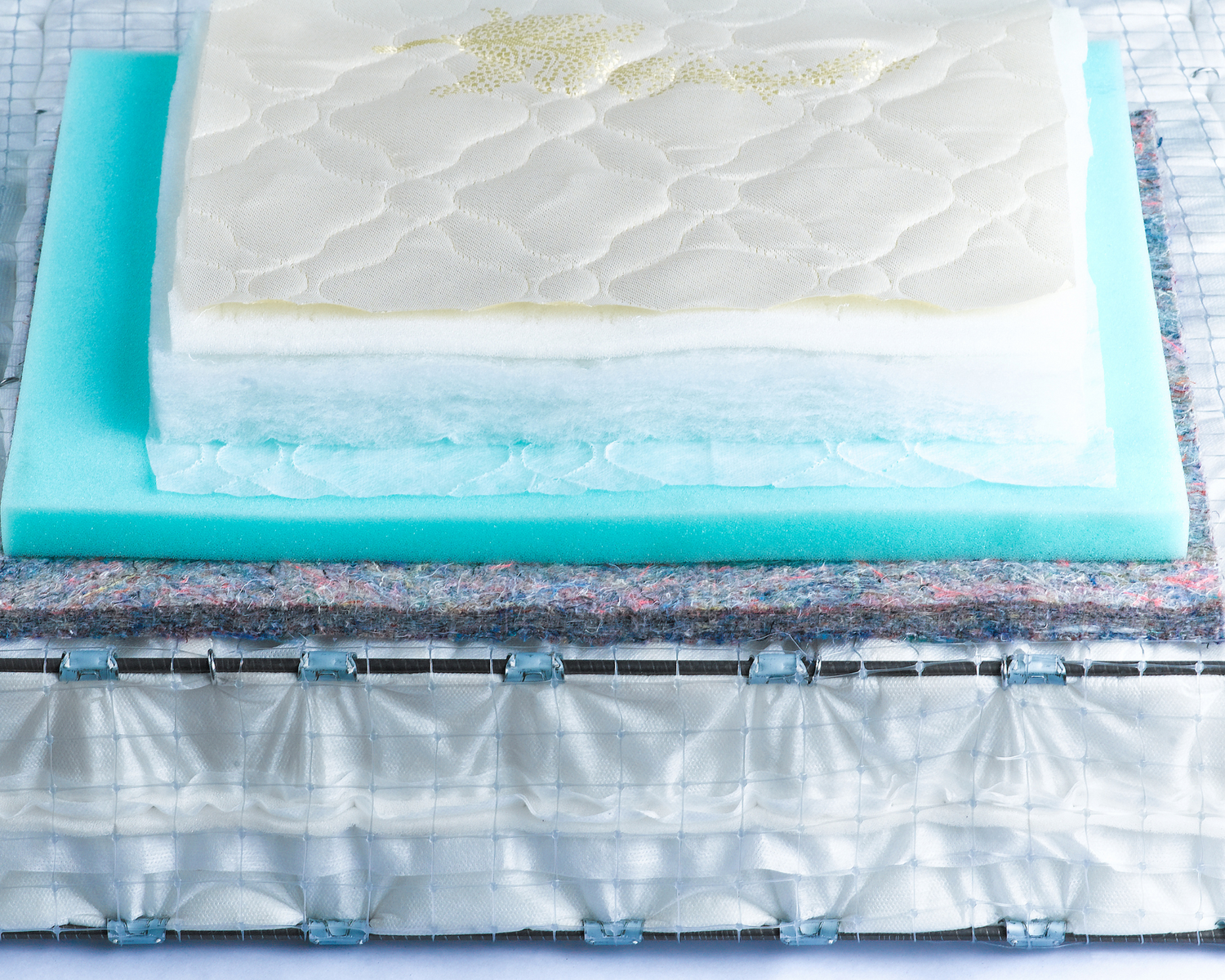 The inner layers of what is inside a mattress.