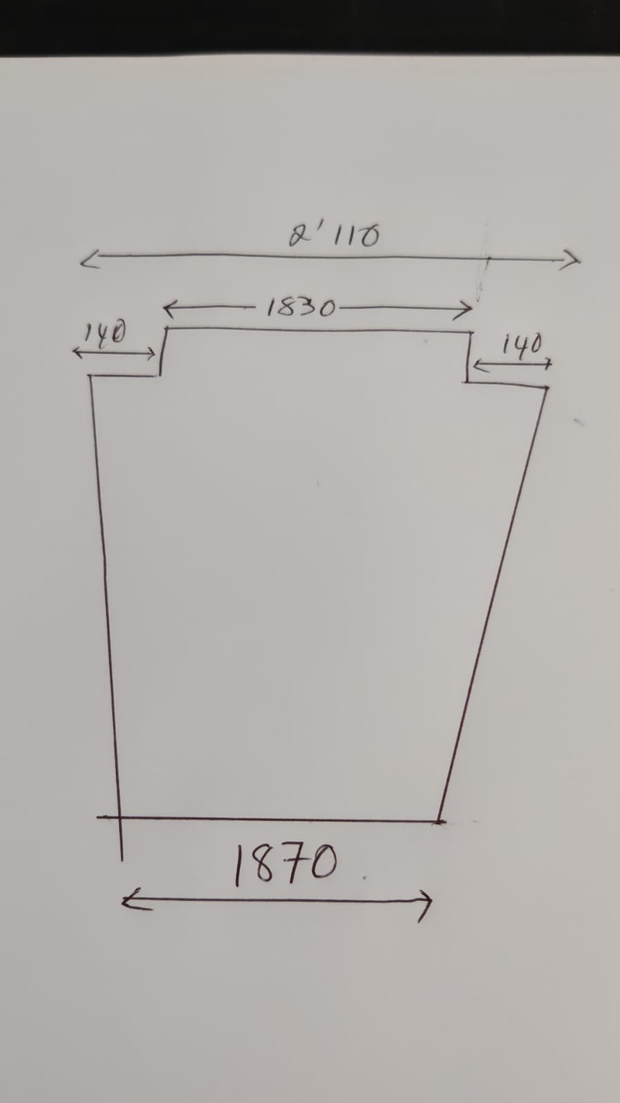 Customers Drawing \ Sketch off Measurments for a Custom Cut Foam Campervan Mattress