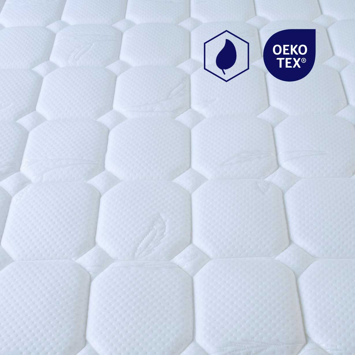 Mattress Fabric Quilted Cover Sample with OEKO-TEX logos