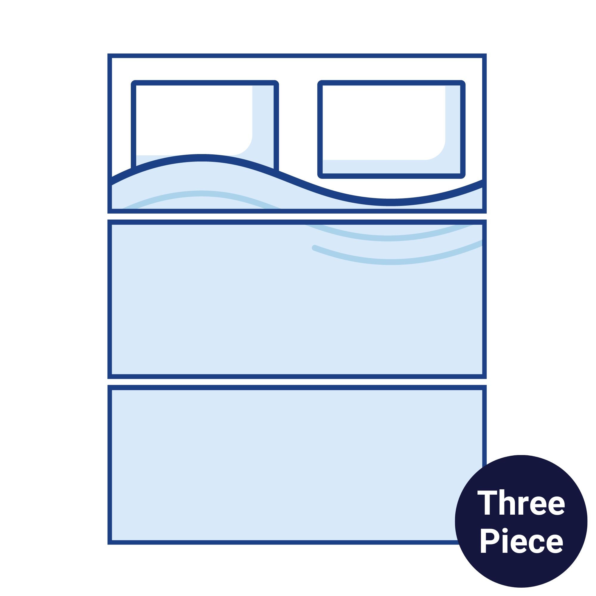 Rectangular three-piece caravan mattress configuration