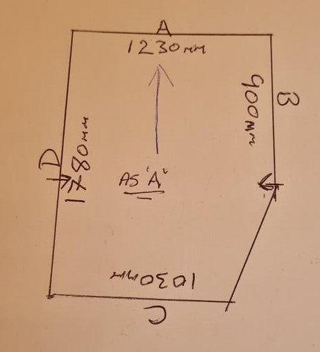 Customers Drawing \ Sketch off Measurments for an Angled Cut Touring Caravan Mattress